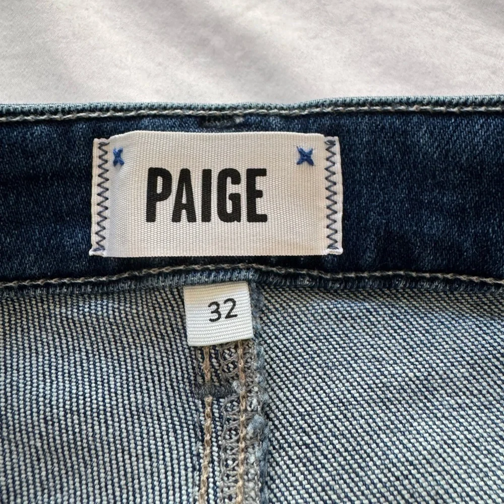 Paige Denim Stella High-rise Straight Leg Sz 32 in Soleil Destructed Wash - Picture 8 of 10